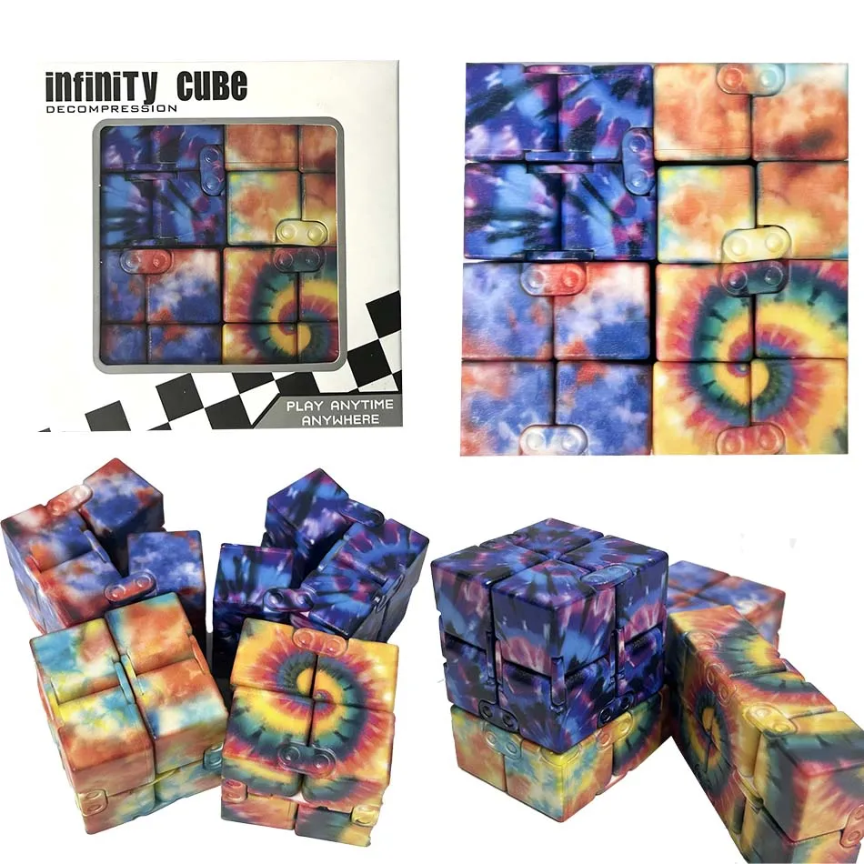 Colorful Infinite Versatile Christmas Fidget Cube Colorful Starry Sky Cube and Fidget Handle Toy Set