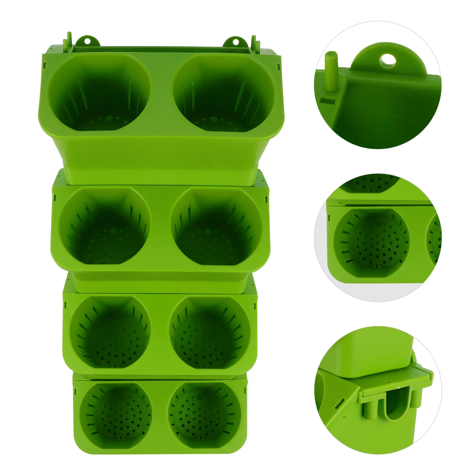 4 قطعة زارع حائط عمودي للحديقة سقي ذاتي 2 جيب معلق أصيص زهور خلفية داخلية زارع بلاستيكي #5