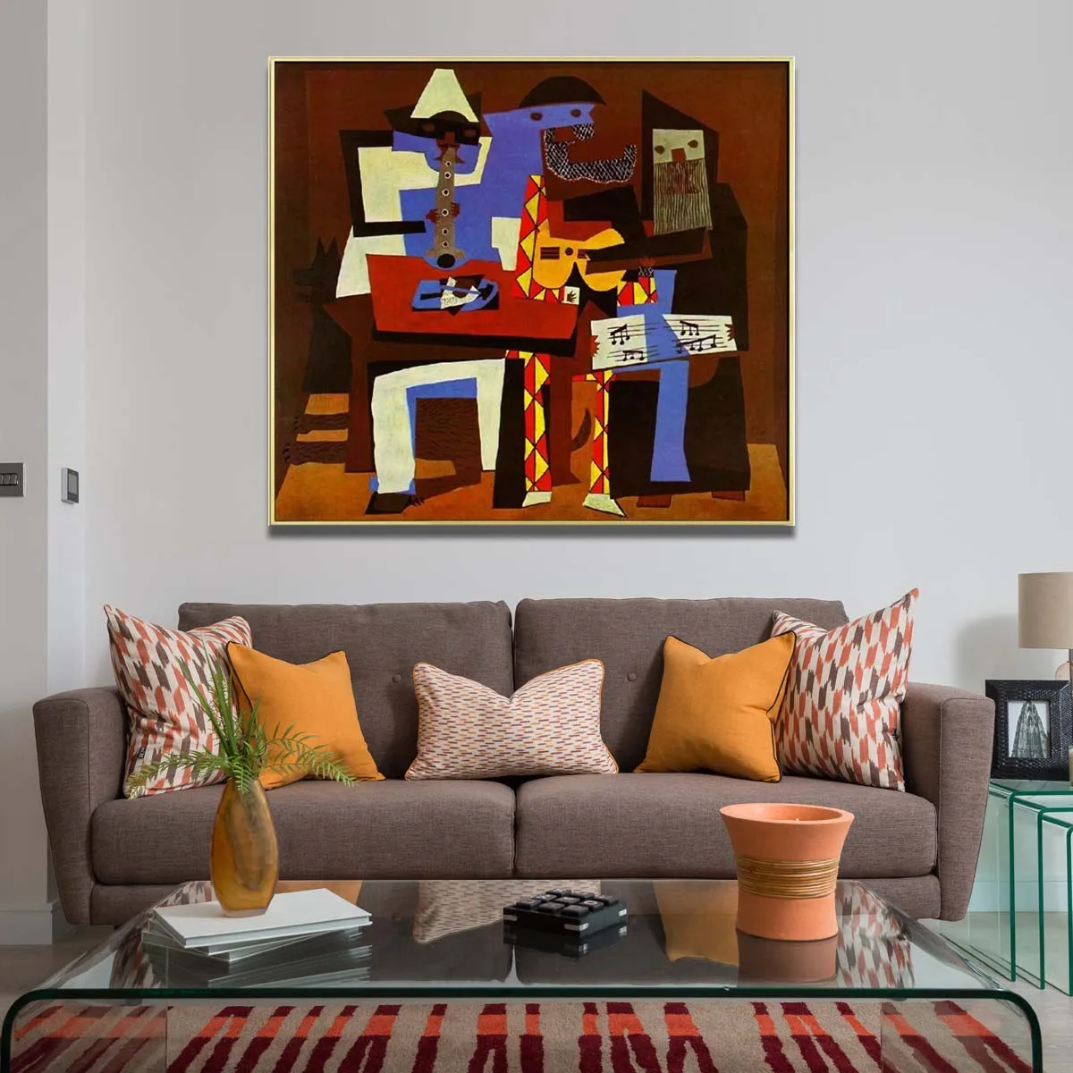 Pablo Picasso artworks,Musicians with masks,The three Musicians,Hand painted abstract oil painting on canvas,Wall decoration