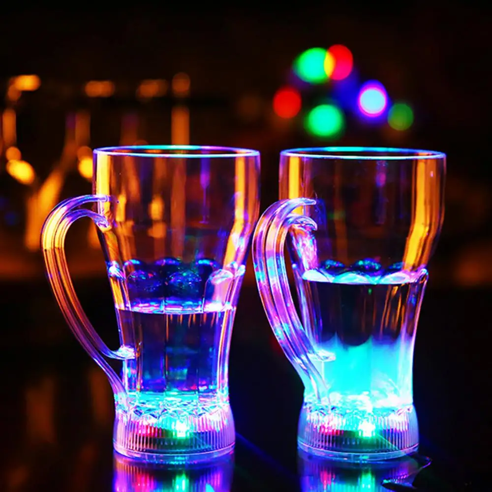 Acrylic LED Flashing Cup Acrylic Color Change Water Activated Light Up Beer Whisky Cup Mug Wine Drinking Glass Cup Beer Cups