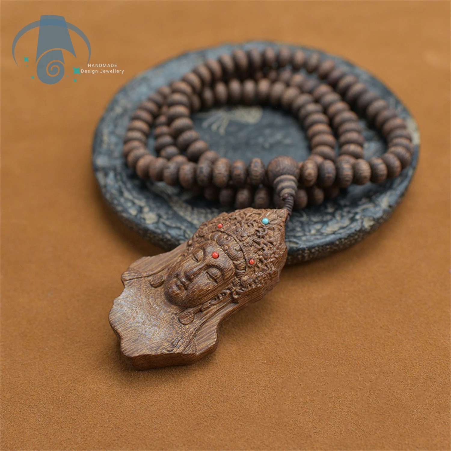 

Натуральный браслет из нячанга Trang Baiqinan из агара, браслет из бисера ручной работы, кулон Гуаньинь, буддийская мала из агарового дерева, винтажные духовные украшения