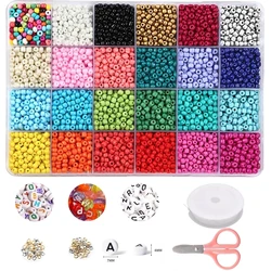 3000pcs Seed Beads for Friendship Bracelet Kit, 4mm Glass Bracelet Beads Kit and 150pcs Letter Beads for Jewelry Making
