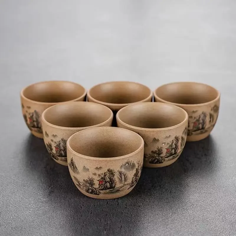 Rough Pottery Hand-painted Tea Cup Kung Fu Tea Set Chinese Cups and Mugs Mug Teacups Ceramic Teacup Japanese Te Cup Bowl Puer