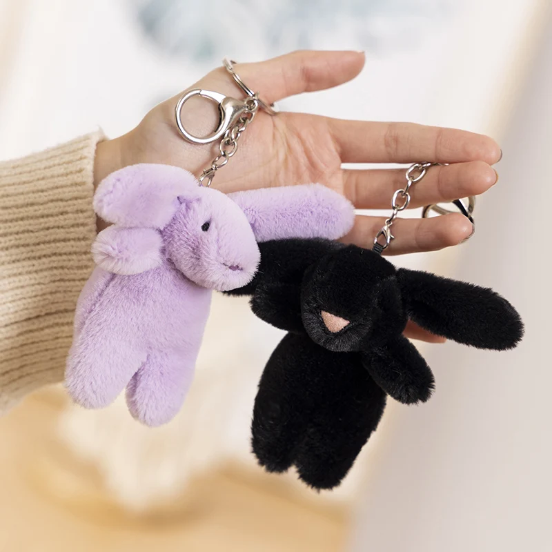 Small Rabbit Plush Keychains Cute Plushie Doll Anime Kawaii Bunny Toys for Children Pendant Key Chain Woman Girl Birthday Gift