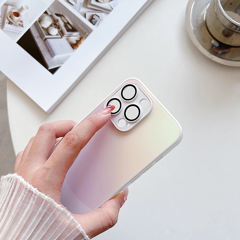 Gradient Frosted Glass Phone Case For iPhone 15 Pro Max Shockproof Back Cover For iPhone 14 13 12 11 Pro Max Plus Bumper Cover image 6