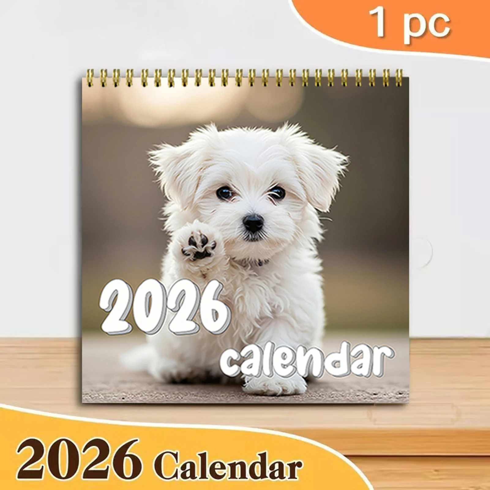 

2026 Cute Dog Calendar with 12 Monthly Tear-Off Pages Ring Bound Design for Pet Lovers Home Office Decoration