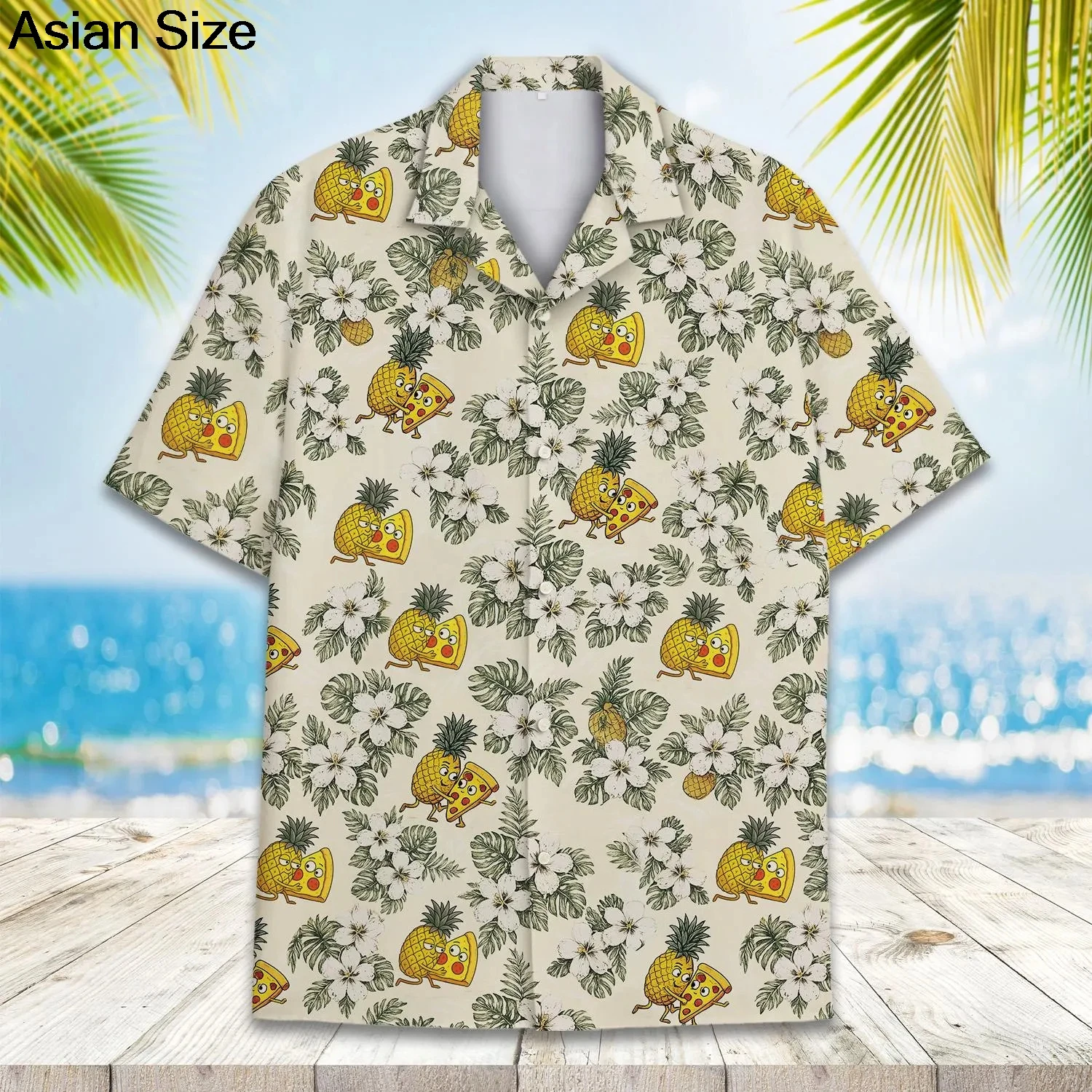 Divertente animale pizza camicie hawaiane uomo donna musica giovanile camicia procione abbottonatura camicia da festa spaziale 2025 camicia Aloha per le vacanze