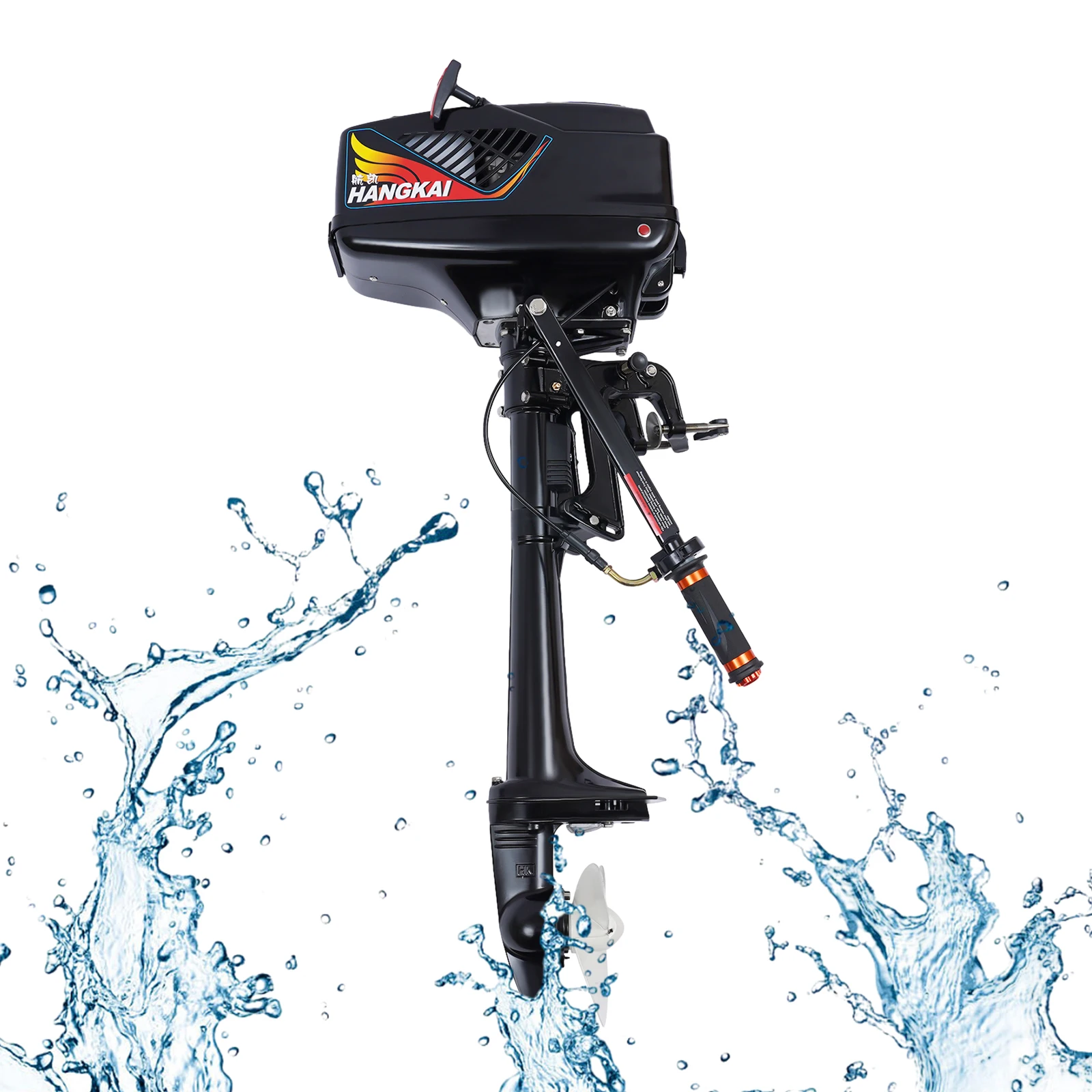 Outboard Motor for Fishing & Speed Boats,CDI Ignition, Water-Cooled, 2-Stroke Engine, Energy-Saving, 360° Steering,Tilt Function