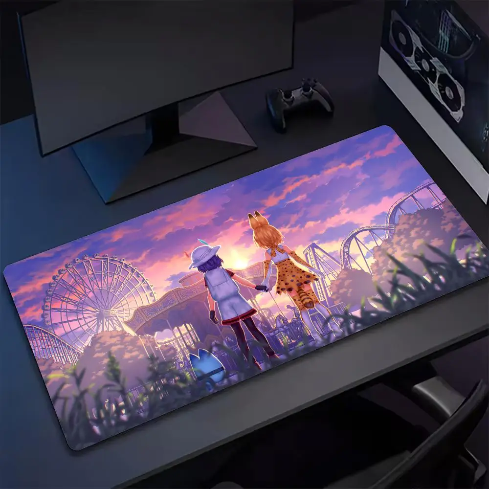 

Коврик для мыши в стиле аниме Kemono Friends, коврики для клавиатуры, кавайная резина, нескользящий настольный коврик, XXL90x40 см