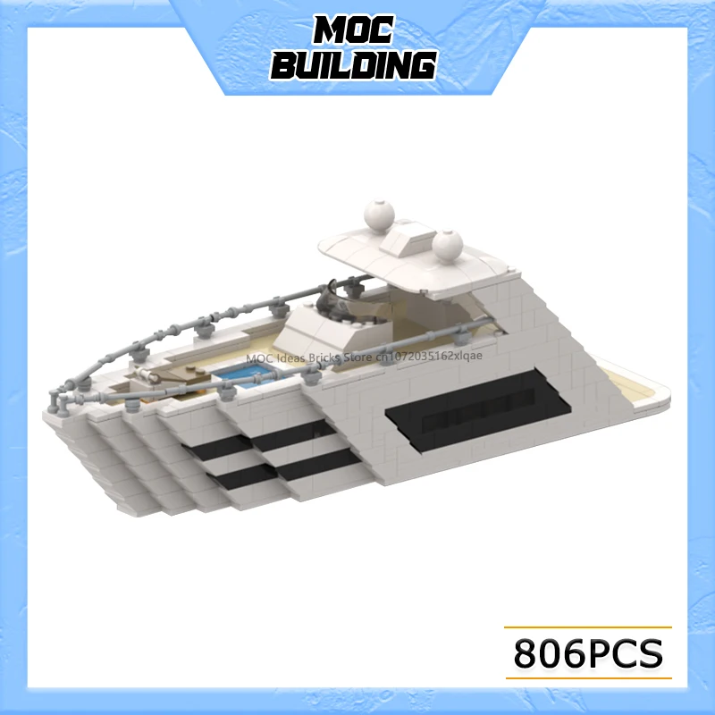 

MOC Building Blocks Small Yacht With Interior Model Creative Mini Boat Toys DIY Assemble Bricks Collection Display Xmas Gifts