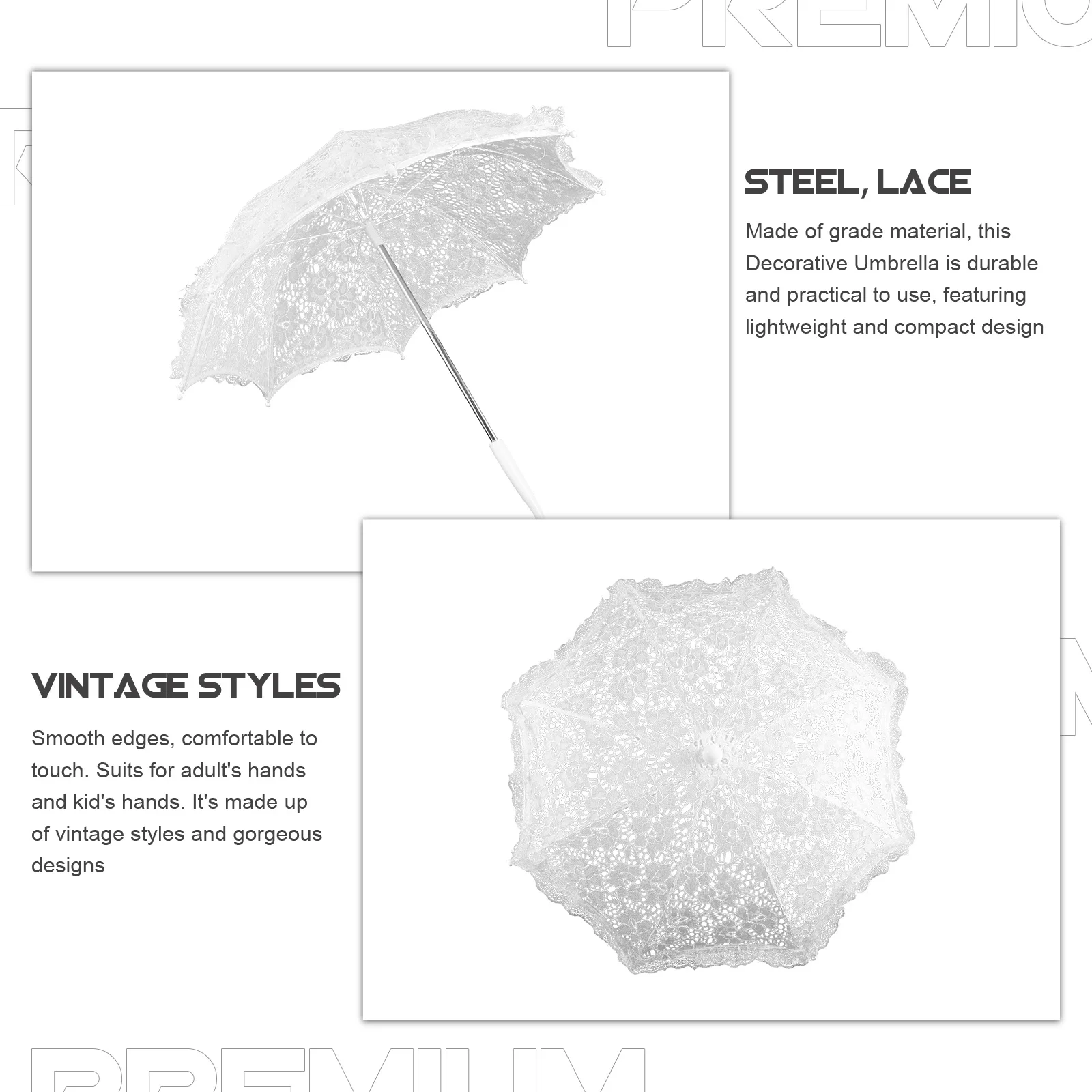 

Exquisite White Lace Decorative Umbrella Performance Prop Elegant Wedding Photography Craft Small Room Ornament Bridal