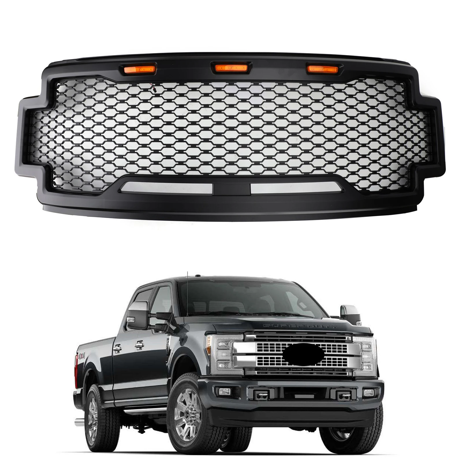 

Areyourshop Raptor Style Решетка-решетка для Ford F-250 F-350 F-450 2017 2018 2019 Super Duty со светодиодной подсветкой и логотипом