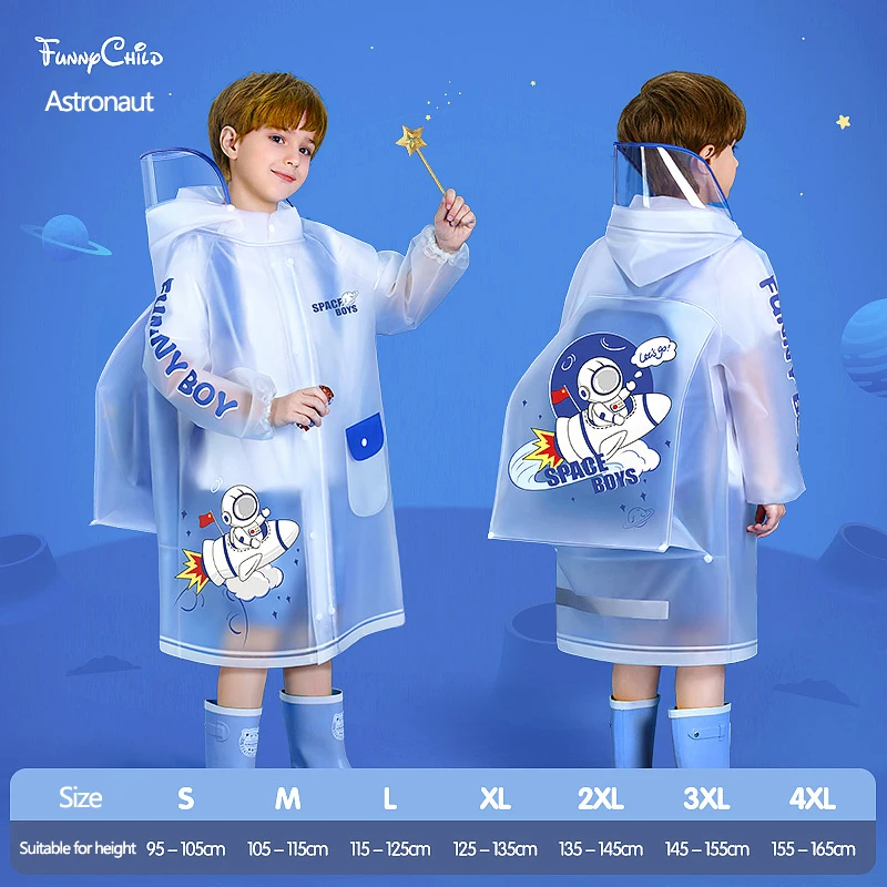 Full Body Waterproof Raincoat for Children Boys and Girls Primary School Kindergarten New Style Raincoat with Schoolbag