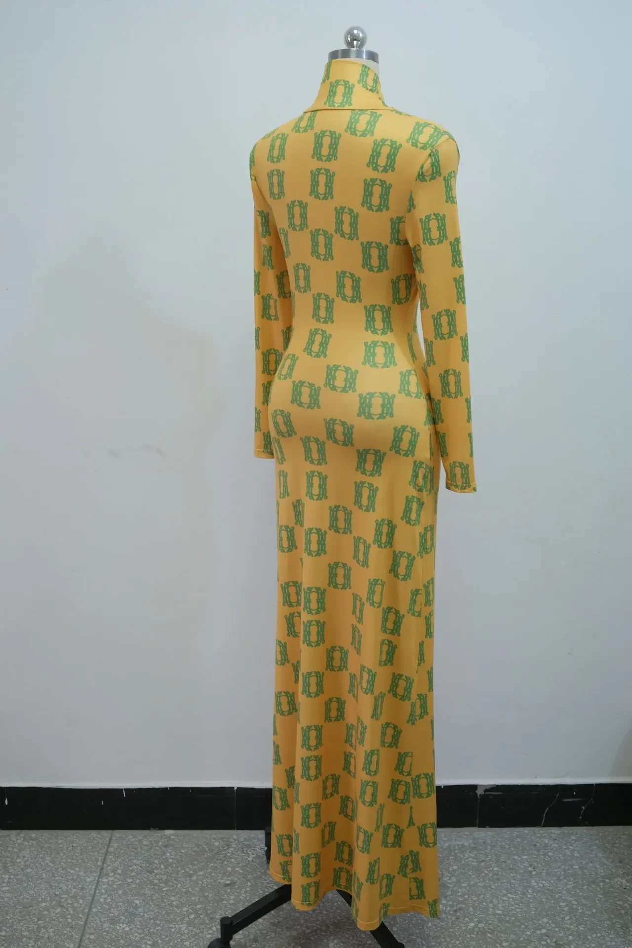 Women's clothing 2025 spring and summer new fashion long-sleeved slim-fitting printed hip-pack dress club clothing Vestidos