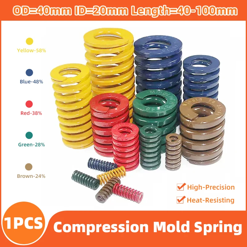 Creamily 1Pcs Mould Die Spring Spiral Stamping Compression Spring Outer Diameter 40mm Inner Diameter 20mm Length 40-100mm