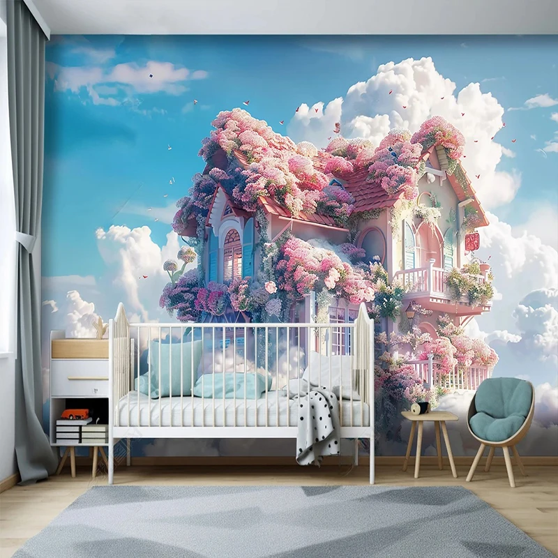 

Custom 3D Mural Cartoon Children's Room Kindergarten Cute Castle Photo Wallpaper Children Room Bedroom Wall Papel De Parede 3D