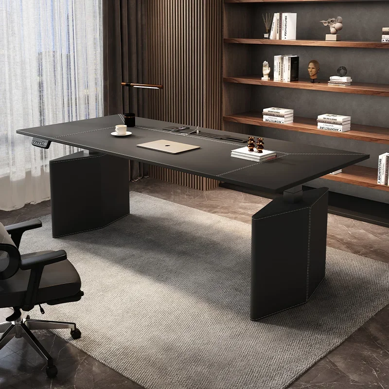 

Computer Black Desk Designer Adjustable Socket Electric Ergonomic Table Office Drawers Executive Mesa De Escritorio Furniture