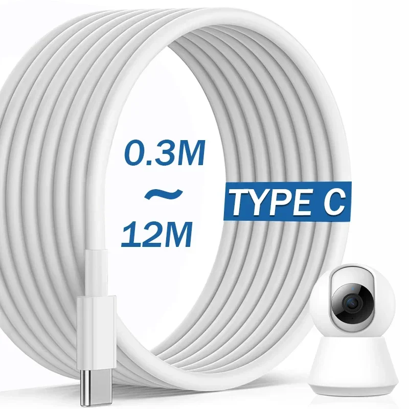 Cabos de dados usb c estendidos, 12m/10m/1m/0.3m, múltiplos escolhidos, cabo de fio de carregador tipo c extra longo para câmera samsung xiaomi laptop