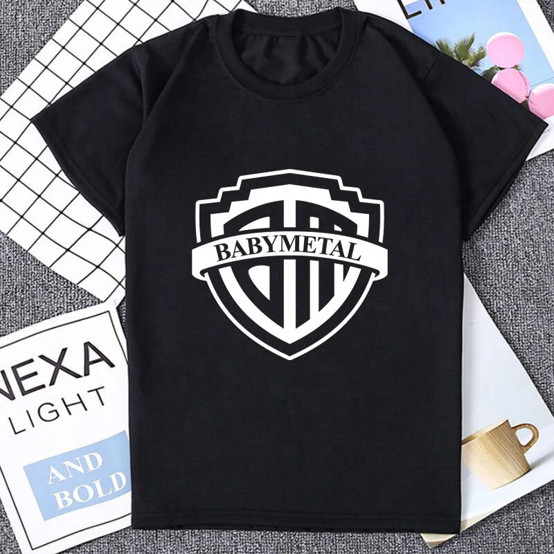 BABYMETAL Rock Band LOGO Shield T-shirt Harajuku Cartoon Graphic Man Tshirt Casual Street Loose Fashion Women T Shirt Y2k Tees