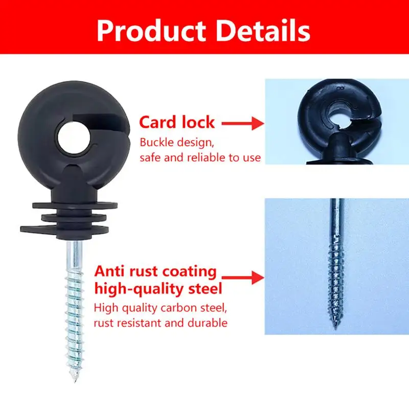 Electric Fence Insulator Screws 100Pcs Rust Free Weather Resistant for Agricultural Livestock Fencing Setup