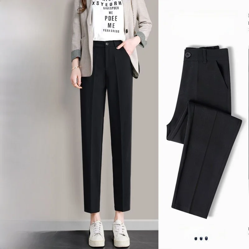

Slimming Straight Leg Suit Pants for Women High Waist Drapey Casual Bla Nine-Piece Spring Summer New Sle Chinese Brand