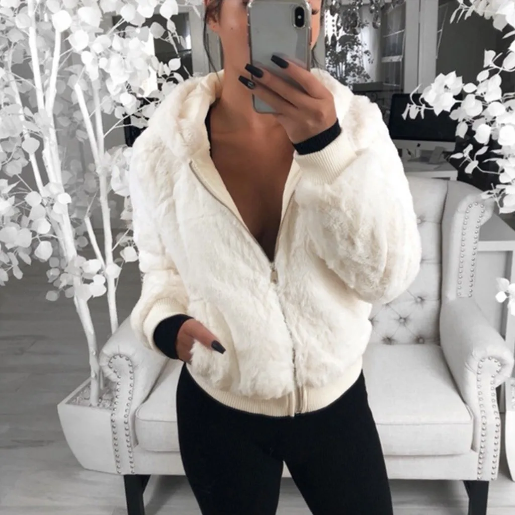 

Women'S Jacket Winter Warm Outwear Ladies Warm Short Overcoat White Long Sleeve Outercoat Thicken Bomber Coat Female Chaquetas