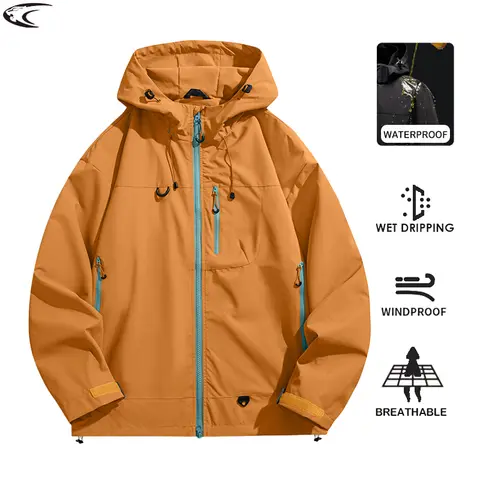 LNGXO Men Women Waterproof Hiking Jacket Trekking Camping Mountaineering Windbreaker Unisex Outdoor Sport Windproof Rain Coat
