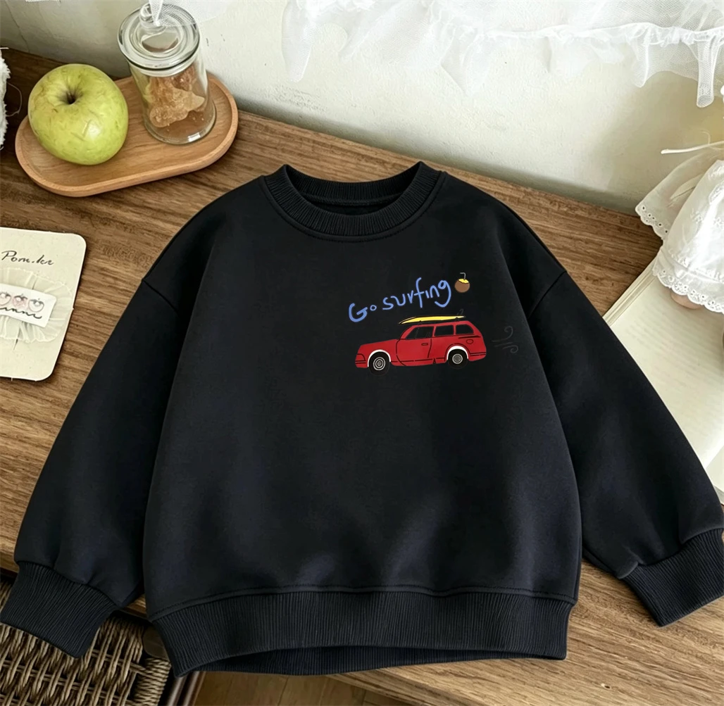 Trendige Jungenkleidung Lässige Weite Rundhals-Pullover Kleines Auto Doppelseitiger Druck Hoodies 2026 Kinder Frühling Herbst Sweatshirts – Detail 4