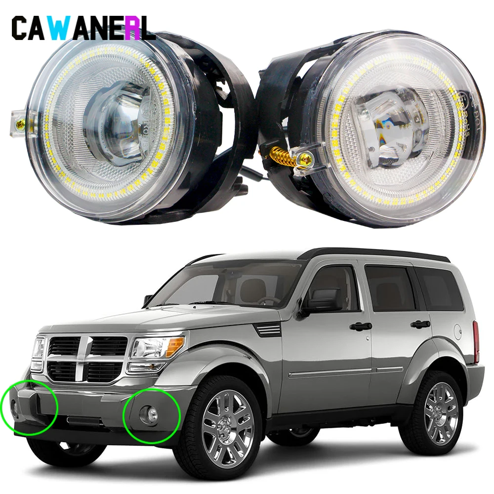 2 Pieces LED Fog Light Assembly Angel Eye DRL For Dodge Nitro 2010 2011 Car Front Bumper Fog Daytime Running Lamp High Bright