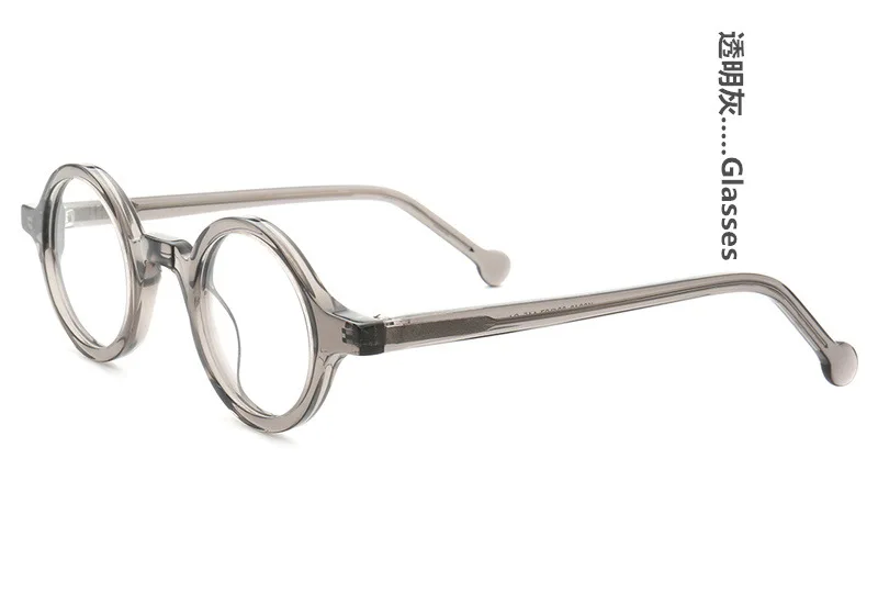 HONKAN Kleine Acetat-Brillenfassung Vintage Runde Handgefertigte Vollrand-Brillengestelle für Herren und Damen Kurzsichtigkeit Lesebrille – Detail 26