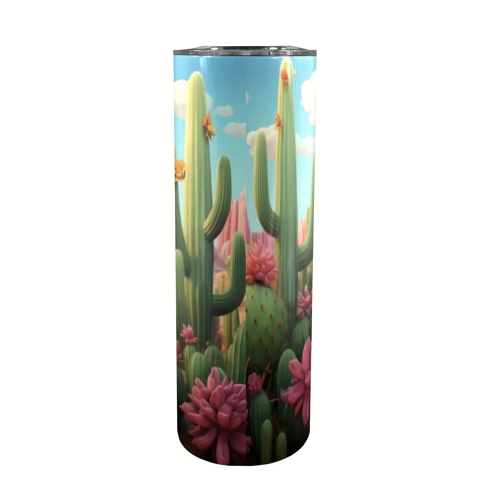 1pc20oz,3D Cactus Flowers 304 Straight Tumbler with Lid And Straw,Stainless SteelWater Bottle, Insulated Water Cups, Summer Winter Drinkware,OutdoorTravel Accessories,Christmas Gifts, Valentine's Day Gifts for BFF,Bestie,Best Friend
