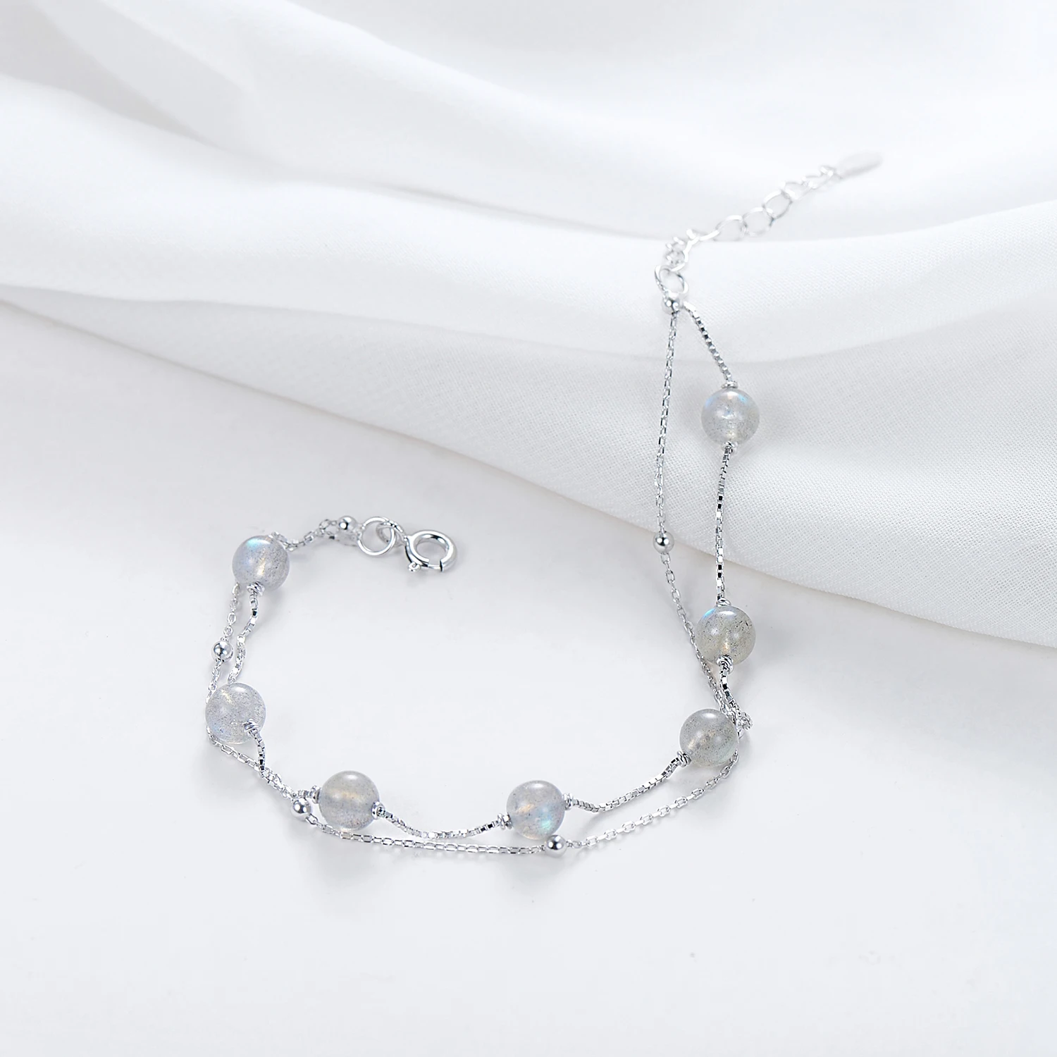 MODIAN Natural Moonlight Crystal Bracelet Genuine 925 Sterling Silver Chain Link Bangle Jewelry Accessories Women Jewelry Bijoux