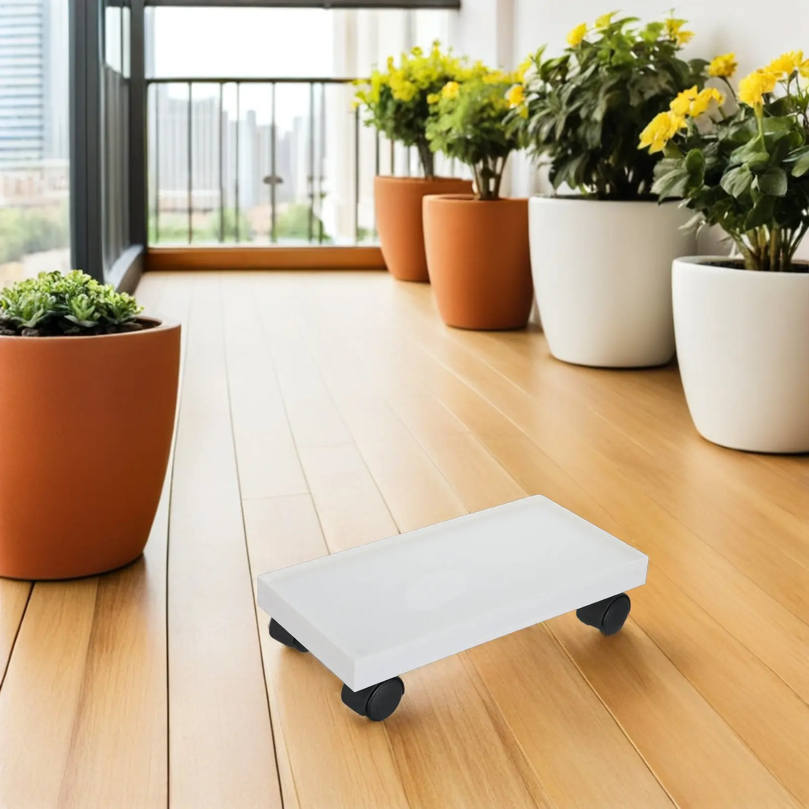 Plastic Storage Bin Caddy Narrow Rectangle Rolling Plant Stand Indoor Outdoor Tray Large Planter Mover Plant Caddy Wheels
