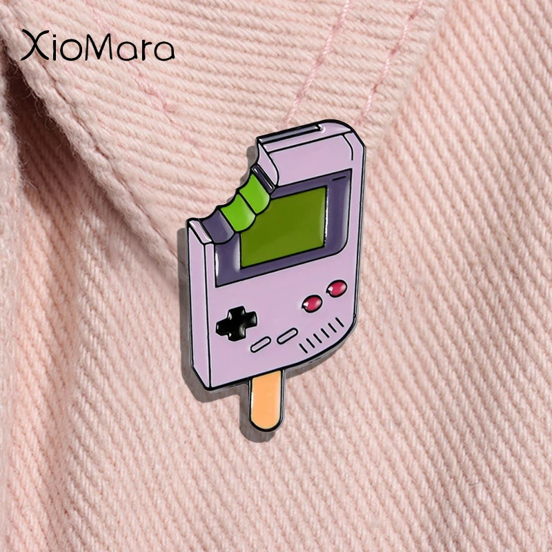 Creative Game Controllers Enamel Pin Cartoon Video Game Ice Cream Metal Brooch Lapel Backpack Badge Jewelry Gift For Friends