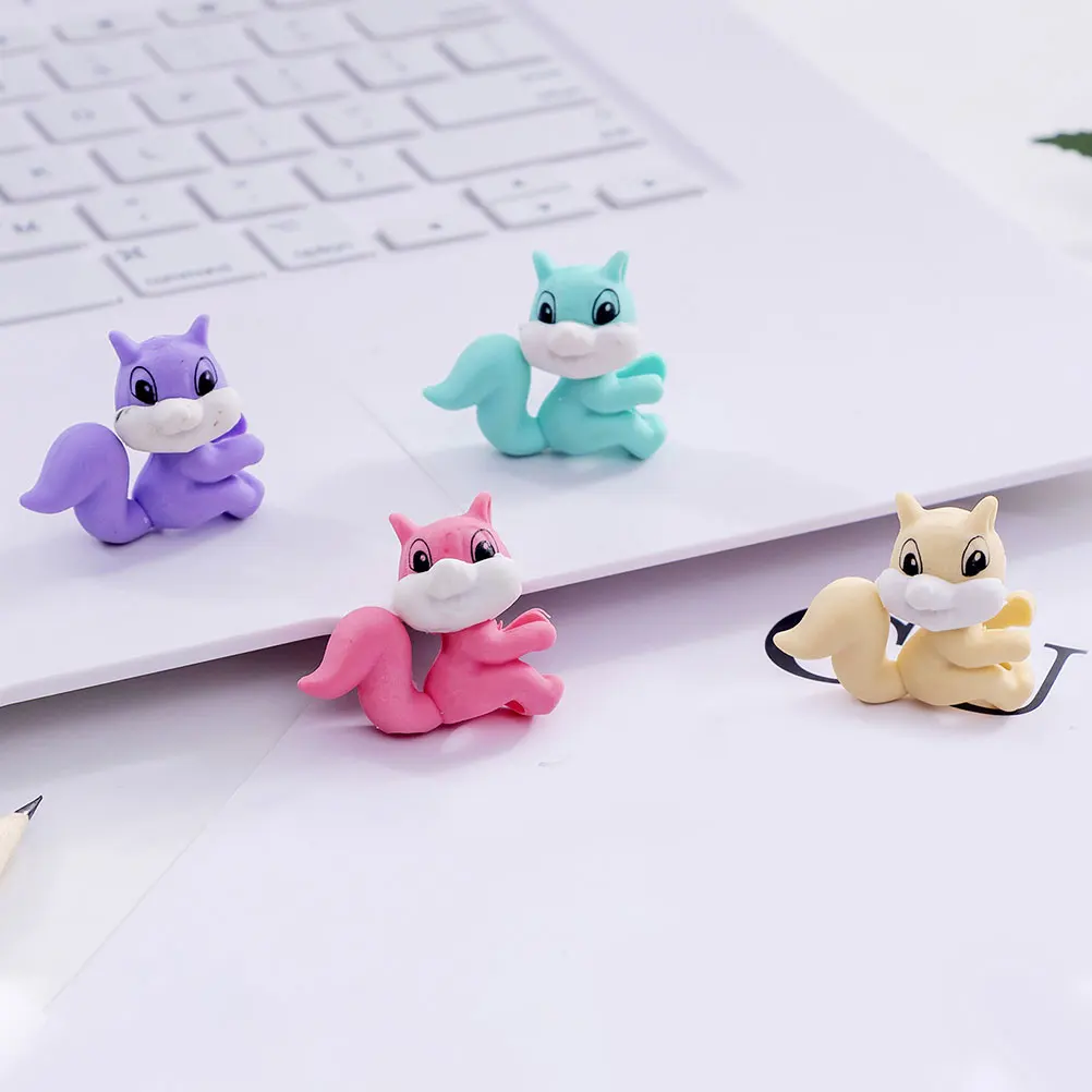 

16 Pcs Animal Eraser Adorable Squirrel Shaped School Supplies Tpr Material Kids Students Stationery Rubber