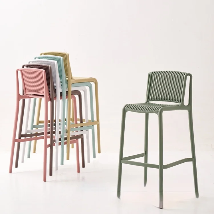 Cheap Bar Furniture Industrial Commercial PP Plastic High Chair Kitchen Handmade Bar Stools Hollow Out Bar Chairs Outdoor Use