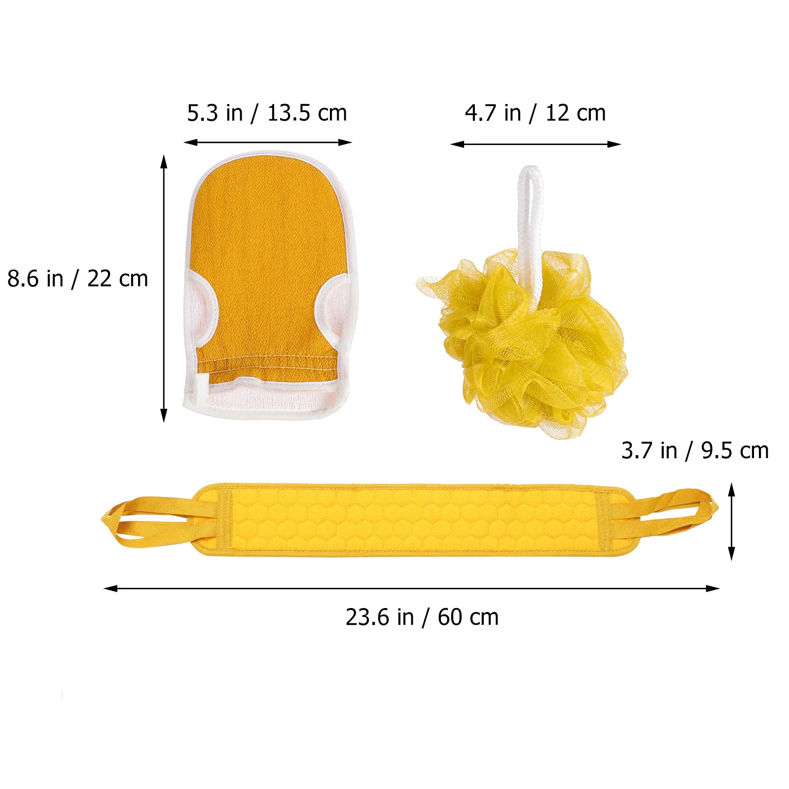 

3pcs Bath Scrubber Set Thickened Long Dual-Sided Exfoliating Shower Glove For Back Neck Shoulders Deep Cleaning Rubbing Mud
