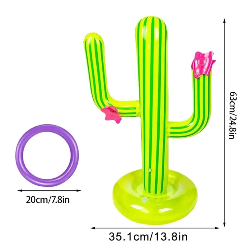 ชุดของเล่นเป่าลมรูปกระบองเพชร 2 ชิ้น สำหรับงานปาร์ตี้ชายหาด ของเล่นเป่าลมรูปกระบองเพชร