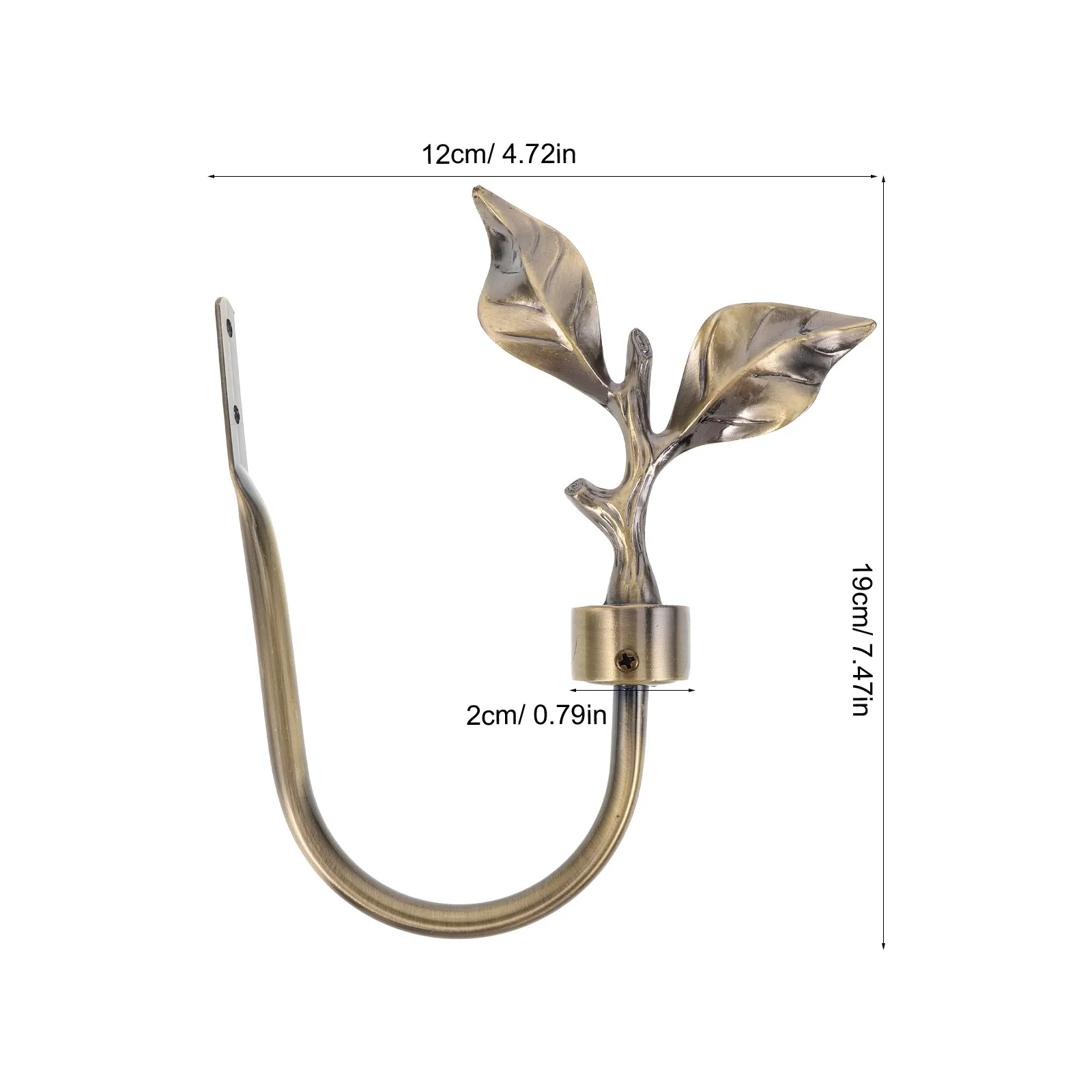 2Pcs Leaf Shaped Curtain Holdbacks Metal Wall Mounted Window Curtain Hooks Brass Drapery Tiebacks Retro Window Hook