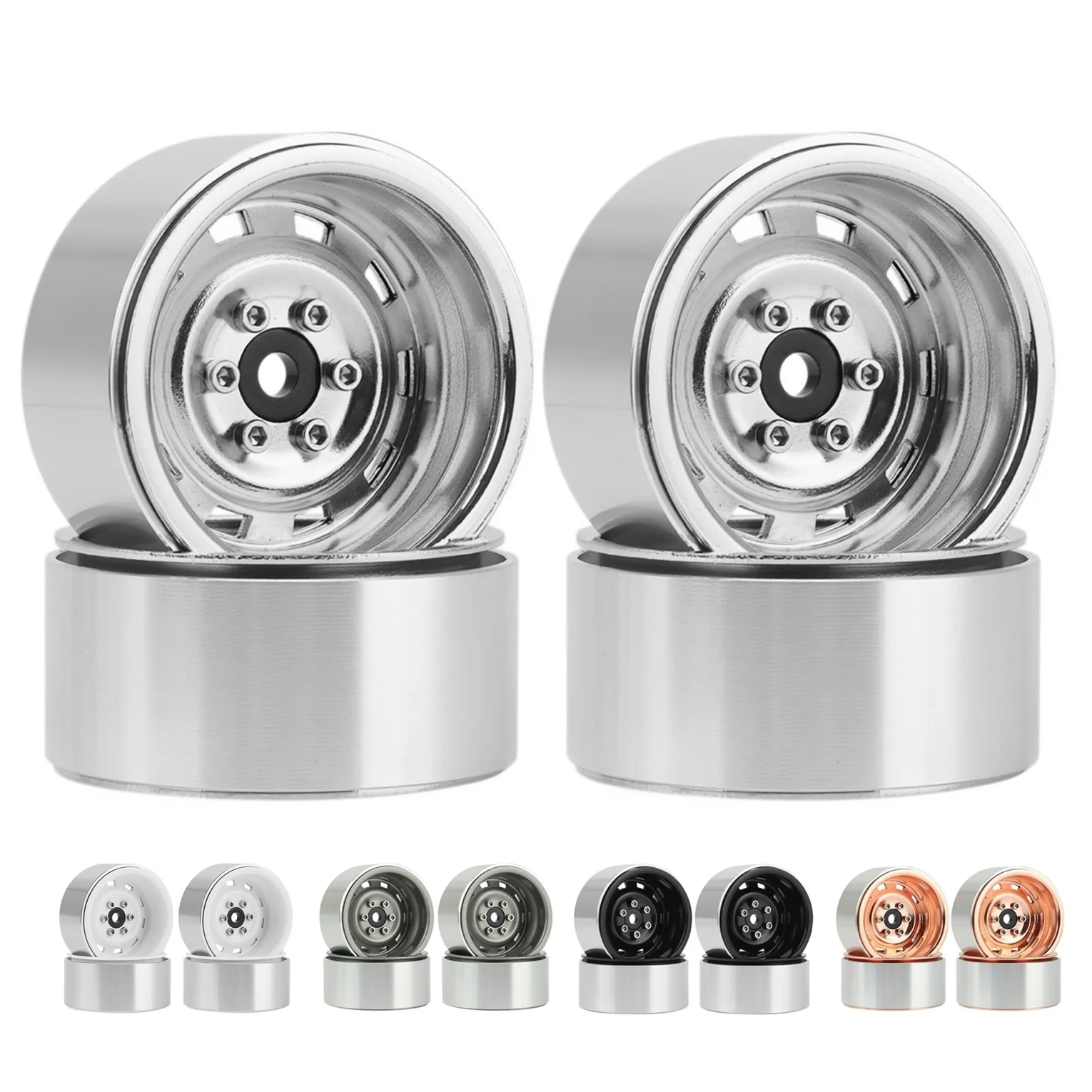 4szt Deep Dish 1.9" Metal Beadlock Wheel Hub Rim dla 1/10 RC Crawler Axial SCX10 II III 90046 AXI03007 Traxxas TRX4 RC4WD D90