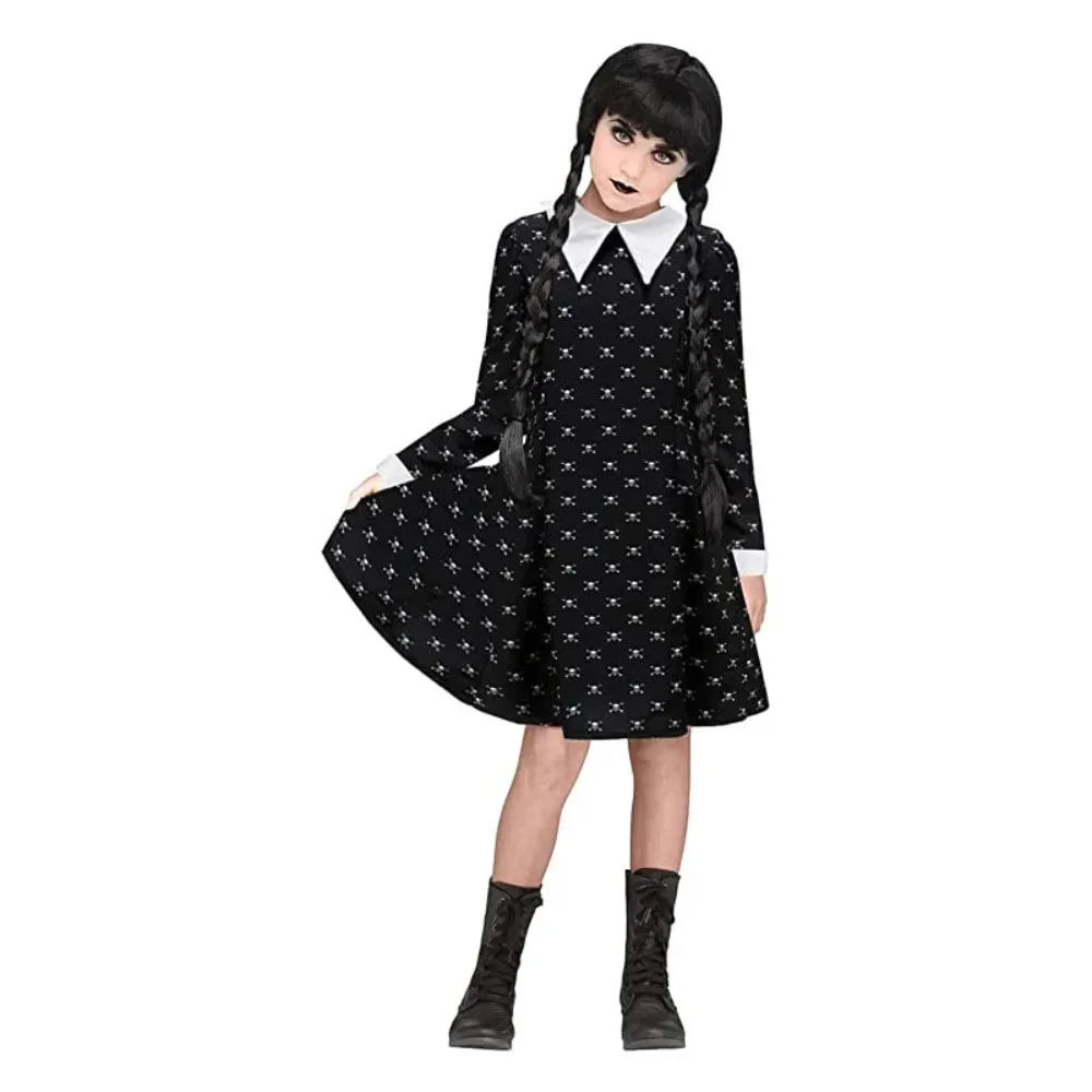 Kinder Kinder heiraten Addams Cosplay Kostüm volles Kleid Uniform Anzüge für Mädchen Outfits Halloween Karneval Party Kleidung Rollenspiel