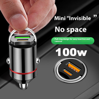 100W/15W QC3.0 PD Mini Car Charger 12-24V  Fast Charging  USB Type C Charger for Xiaomi Samsung iPhone  Power cigarette lighter