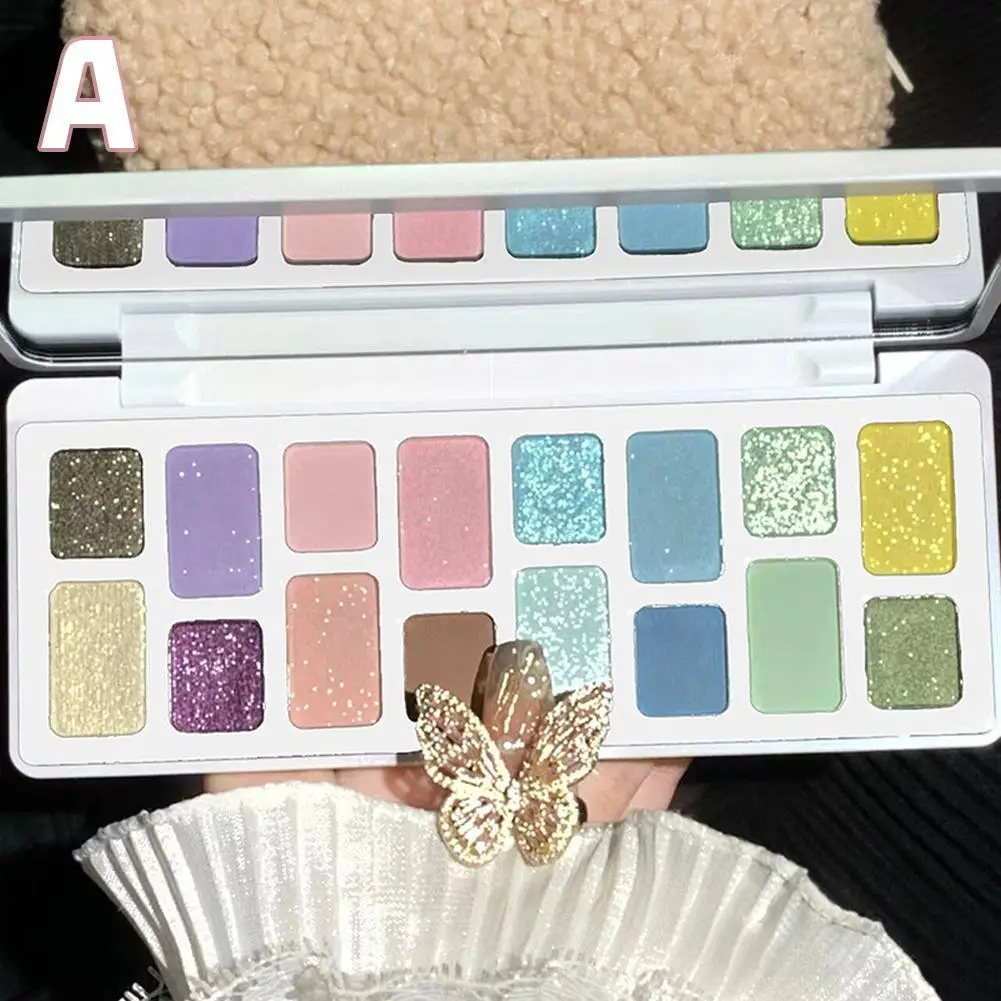 16 Color Matte Glitter Nude Brown Eyeshadow Palette Waterproof Longlasting Cosmetic Pearlescent Eyeshadow Pigment Shimmer Makeup