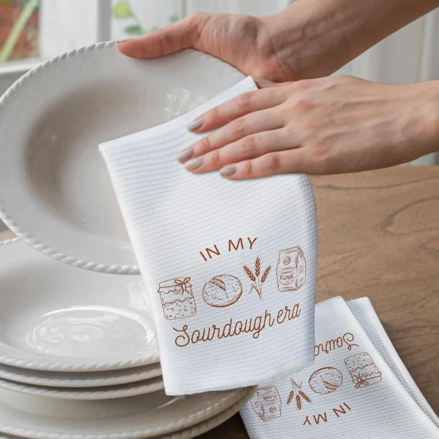 في عصري العجين المخمر كيس الدقيق العجين المخمر مناشف المطبخ مضحك العجين المخمر منشفة المطبخ هدايا لخبز أمي الجدة العجين المخمر Bre