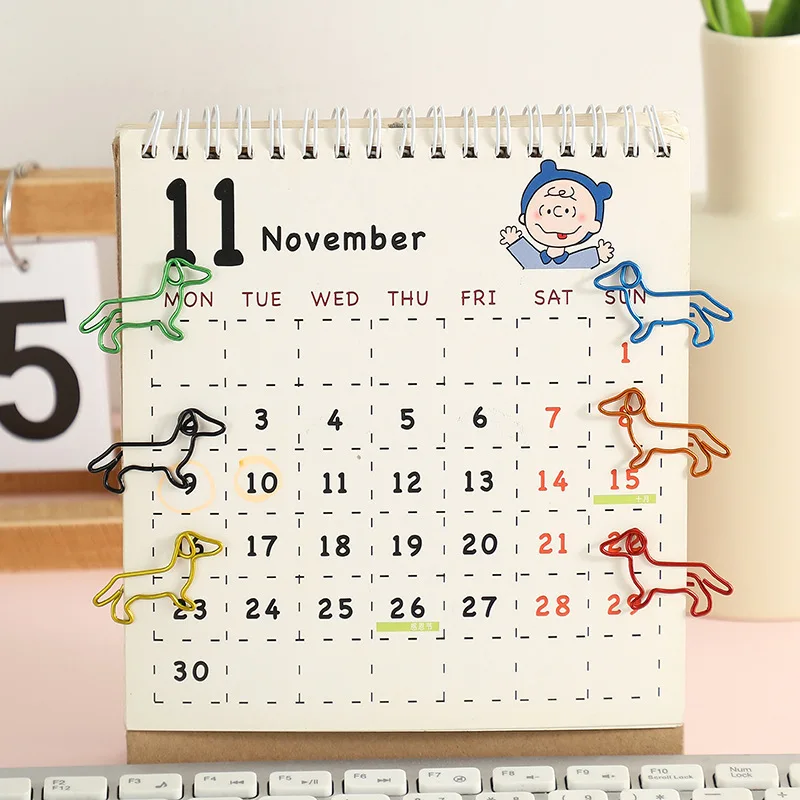 Multicolor Dachshund Shaped Metal Paper Clips, Creative Animal Bookmark Clips for Office Document Organization and Stationery