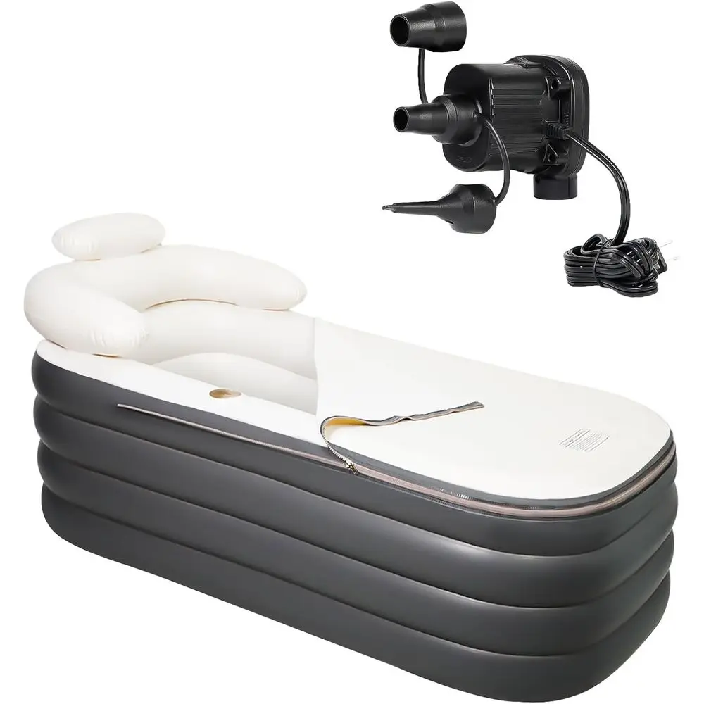 

Iatable Bathtub, Portable Bathtub Adult with Electric Air Pump, reestanding oldable Spa Tub with Backrest Cup Holder or Indoor O