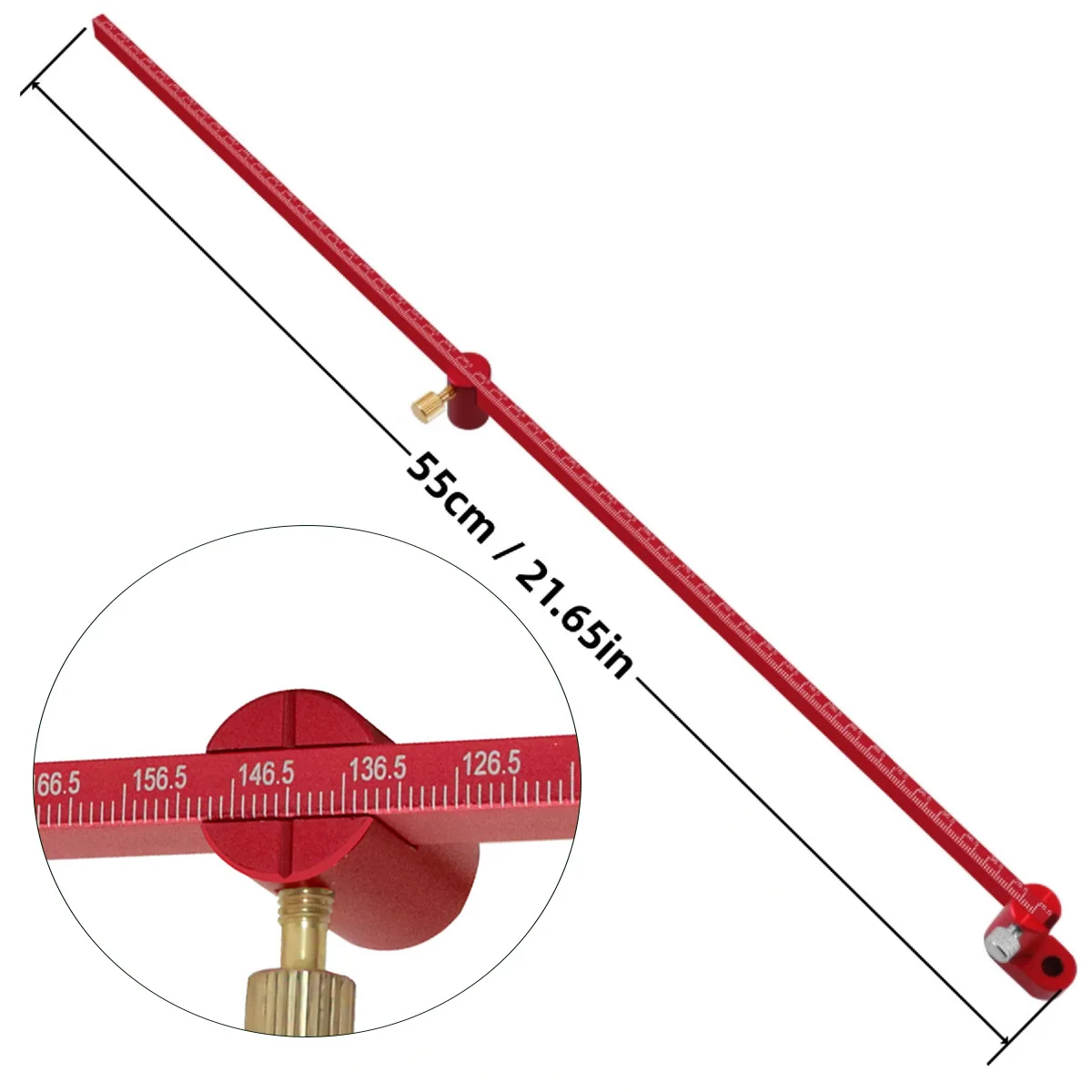 Adjustable Drawing Ruler Aluminum Alloy 36.5-300mm Red For Compass Scribe Center Finder For Metal Woodworking Layout Tool