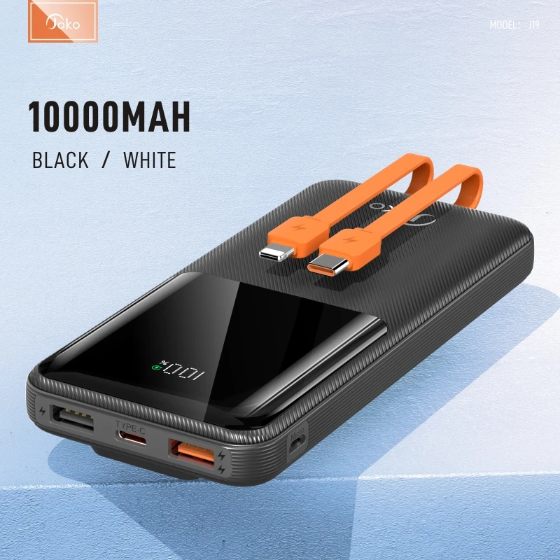 

Power Bank 10000mAh Built In Cable USB 22.5W Portable Charger Powerful External Auxiliary Battery Powerbank for iPhone Xiaomi 12