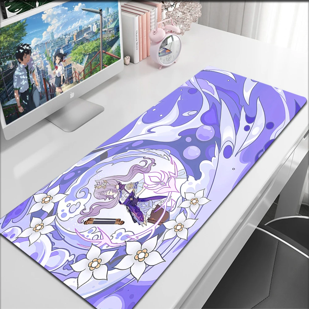 XXL Genshin Large Mousepad Anime Game Furina HuTao Shenhe YaeMiko Raiden Keqing Impact Mouse Pad Keyboard Non-slip Big Desk Mat