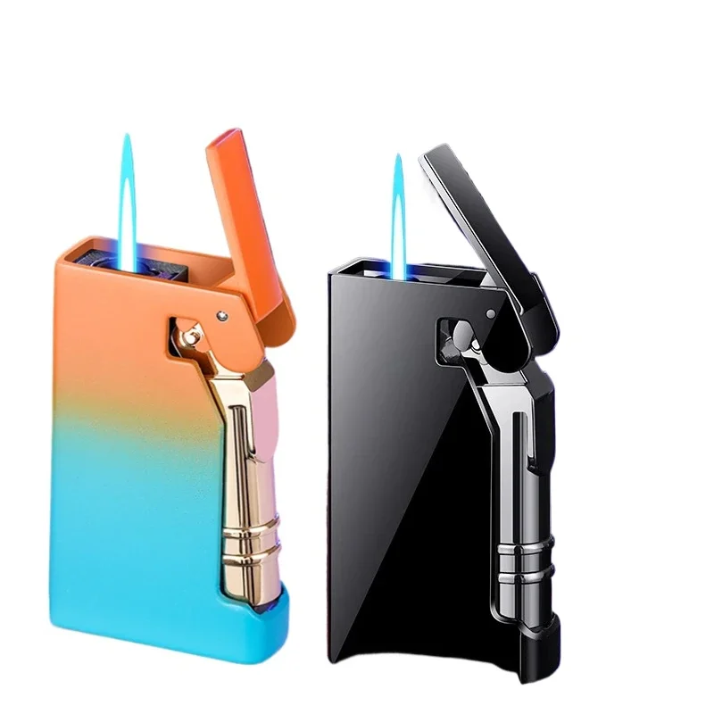 

New Fashion Metal Windproof Lighter with Blue Flame Jet Turbine Torch Portable Butane Inflatable Lighter Smoking Gift